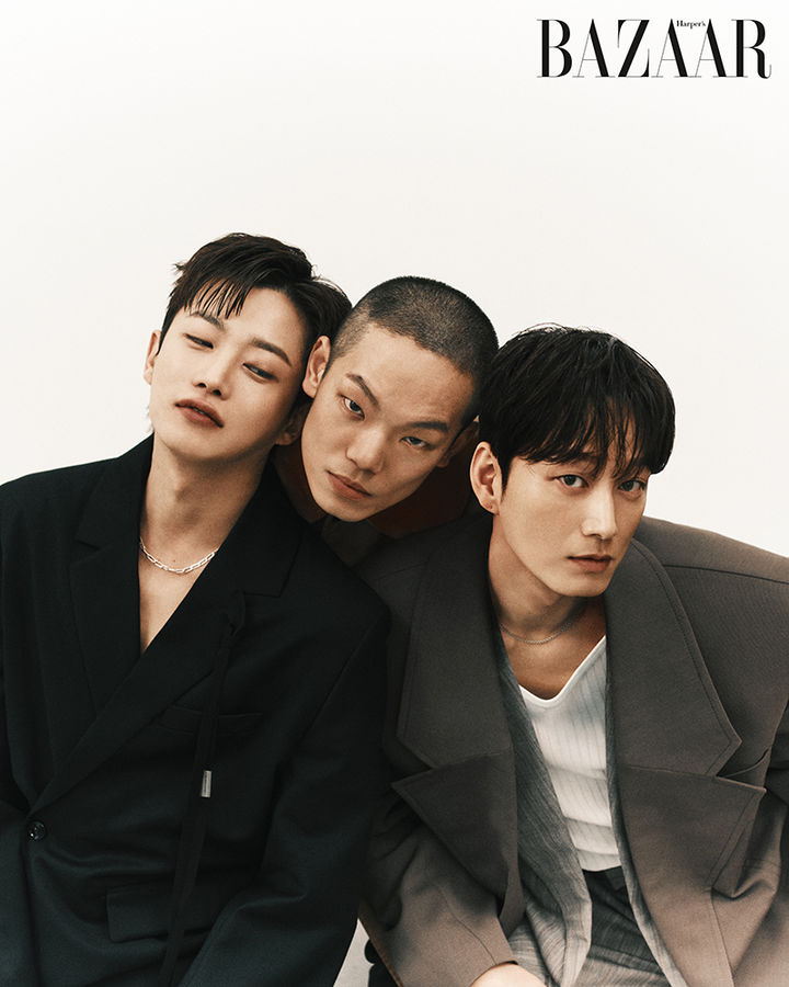 [서울=뉴시스] 김민석(왼쪽), 이정현, 이현욱(오른쪽). (사진=하퍼스 바자 코리아 제공) 2025.05.21. photo@newsis.com *재판매 및 DB 금지
