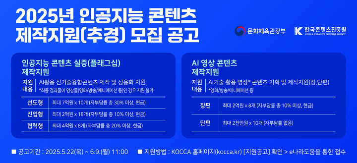 인공지능 콘텐츠 제작 지원 사업 공모. (문화체육관광부 제공) *재판매 및 DB 금지