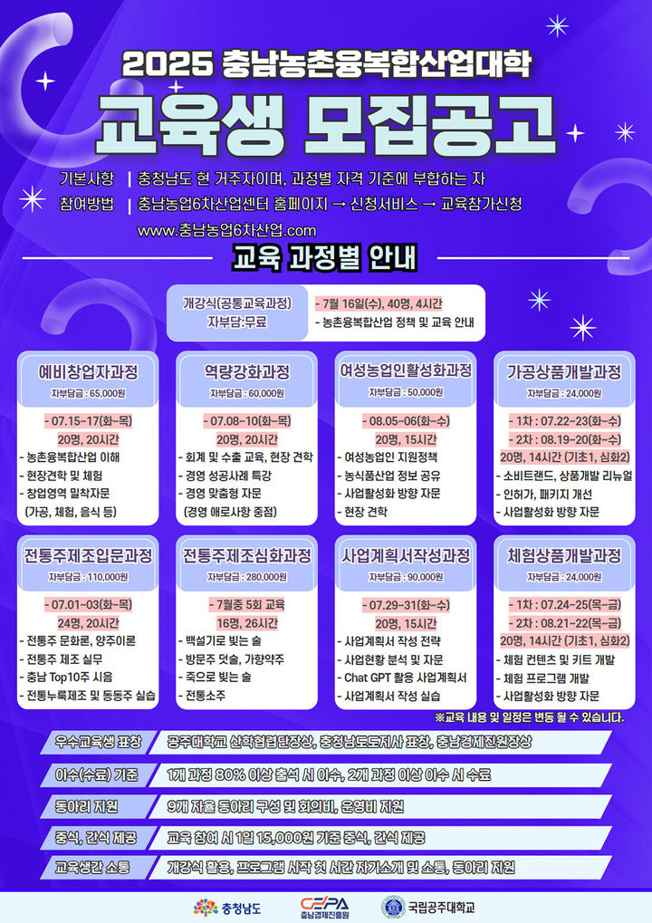 [공주=뉴시스] 국립공주대 충남농촌융복합산업대학 모집포스터. (사진=국립공주대 제공) *재판매 및 DB 금지