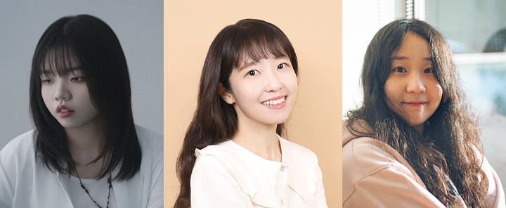 윤강은 학생(왼쪽 첫 번째), 한정현 작가(왼쪽 두 번째), 예소연 작가. (사진=동국대 제공) *재판매 및 DB 금지