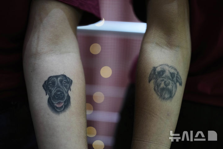 <font style="vertical-align: inherit;"><font style="vertical-align: inherit;">[부에노스아이레스=AP/뉴시스] 지난달 4일(현지 시간) 아르헨티나 부에노스아이레스의 반려동물을 위한 전문 빵집을 찾은 시민들이 반려견 문신을 보여주고 있다. 2025.05.23.</font></font>