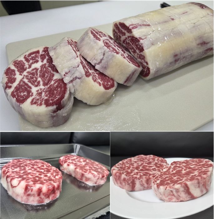 [진주=뉴시스]경상국립대 주선태 교수가 개발한 하이브리드 배양육.(사진=경상국립대 제공).2025.05.23.photo@newsis.com *재판매 및 DB 금지