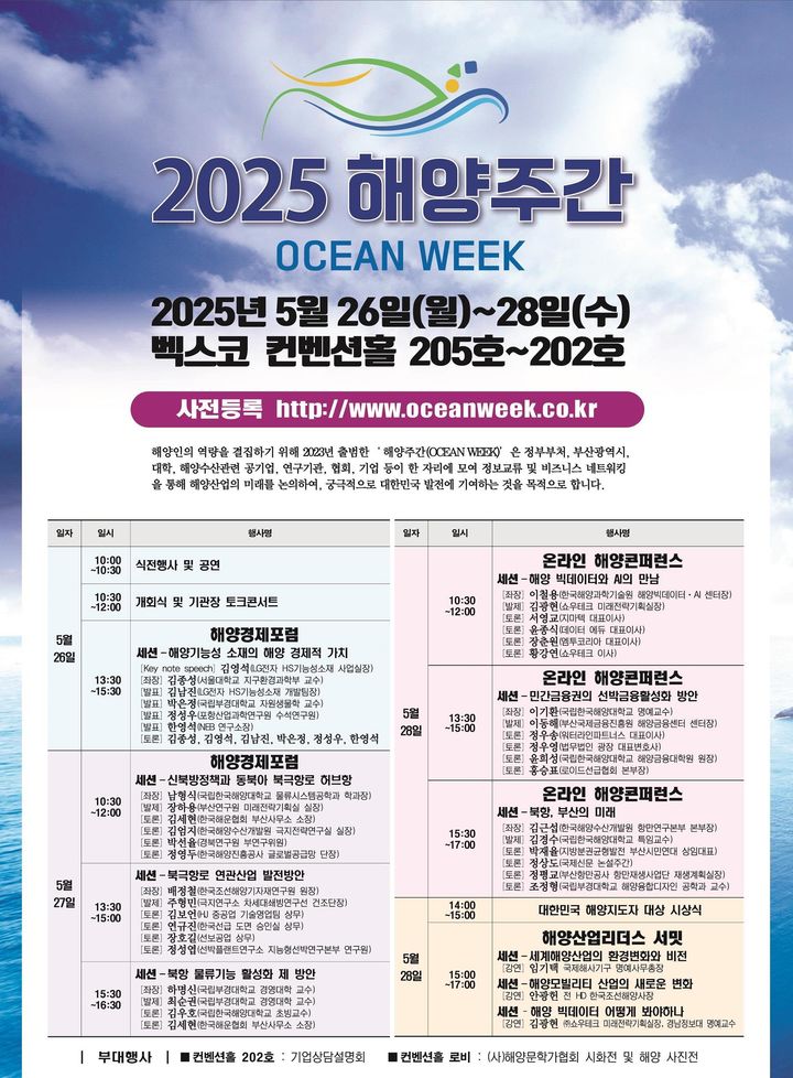 [부산=뉴시스] 부산시는 26일부터 28일까지 '2025 해양주간'(OCEAN WEEK)으로 정하고, 이 기간 벡스코 등에서 다채로운 행사를 개최한다고 밝혔다. (사진=부산시 제공) 2025.05.26. photo@newsis.com *재판매 및 DB 금지