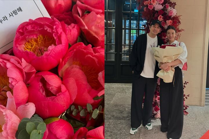 [서울=뉴시스] 작약(왼쪽), 주상욱·차예련. (사진=차예련 인스타그램 캡처) 2025.05.26. photo@newsis.com *재판매 및 DB 금지