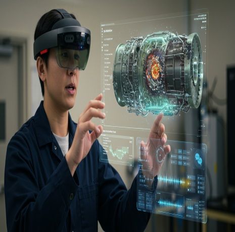 [인천=뉴시스] 학습자가 XR 헤드셋을 착용하고 증강지능의 항공 정비 콘텐츠를 체험하고 있는 장면을사용자의 이해를 돕기 위해 시나리오 기반의 설명. (사진=인하대 제공) 2025.05.26. photo@newsis.com *재판매 및 DB 금지