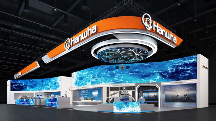 [거제=뉴시스] 신정철 기자= 한화 방산 3사(한화오션·한화에어로스페이스·한화시스템)가 오는 28일부터 부산 벡스코에서 개최되는 ‘2025 국제해양방위산업전(MADEX 2025)’에서 미래 해양 통합 솔루션을 제시한다.사진은 2025 국제해양방위산업전에서 한화 통합관을 처음으로 선보이는 한화오션, 한화시스템, 한화에어로스페이스의 전시관 조감도.(사진=한화오션 제공).2025.05.26. photo@newsis.com *재판매 및 DB 금지