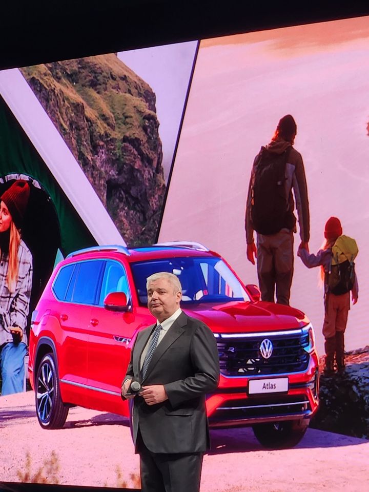 [인천=뉴시스] 틸 셰어 폭스바겐그룹코리아 대표가 26일 인천 중구 스튜디오파라다이스에서 더 뉴 아틀라스 미디어 론칭 행사에서 아틀라스를 소개하고 있다. (사진=이창훈 기자) 2025.05.26 photo@newsis.com *재판매 및 DB 금지 *재판매 및 DB 금지