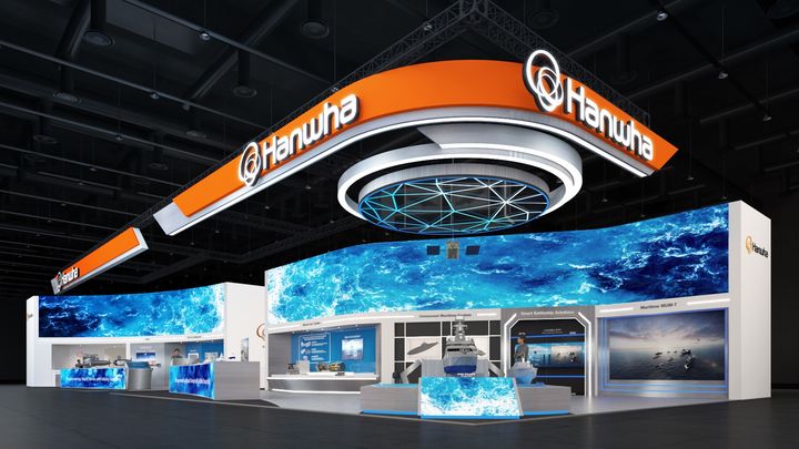 [서울=뉴시스] 2025 국제해양방위산업전 한화 통합관의 전시관 조감도.(사진제공=한화오션). 2025.05.27. photo@newsis.com *재판매 및 DB 금지
