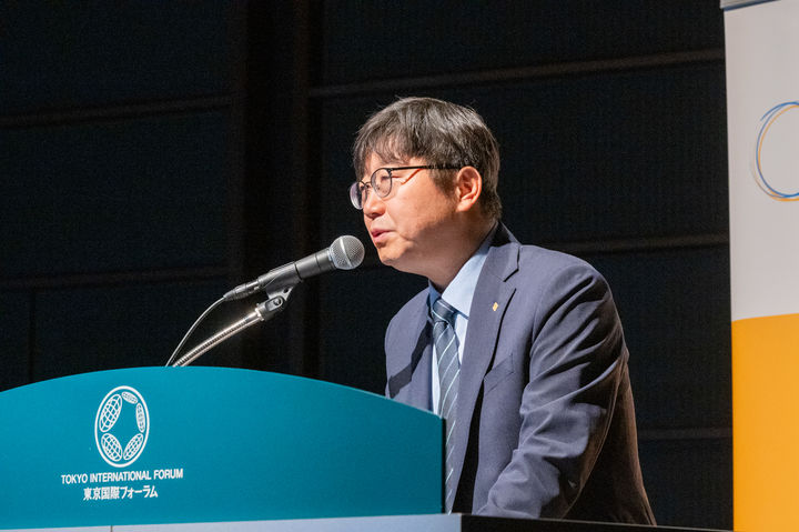 [서울=뉴시스] 박상원 금융보안원장이 일본 도쿄에서 열린 일본 금융ISAC에 참석해 축사를 하고 있다. (사진=금융보안원 제공) 2025.05.27. photo@newsis.com *재판매 및 DB 금지