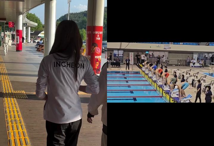 [서울=뉴시스] 현영 딸(왼쪽)·현영 딸이 출전한 수영대회. (사진=현영 인스타그램 캡처) 2025.05.27. photo@newsis.com *재판매 및 DB 금지