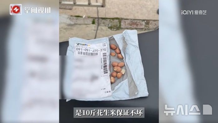 [뉴시스] 라이브 커머스를 통해 땅콩 10근(5kg)을 주문한 중국의 한 소비자가 실제로는 10여 알의 땅콩을 배송받았다. (사진=iQIYI(爱奇艺))
