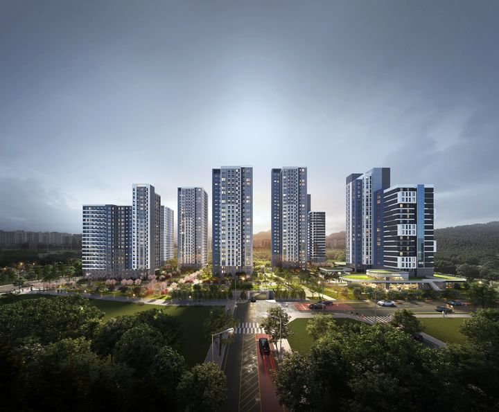 [서울=뉴시스] 하남 교산 A3블록 민간참여 공공주택사업 조감도. (그래픽=금호건설 제공) 2025.05.30. photo@newsis.com *재판매 및 DB 금지