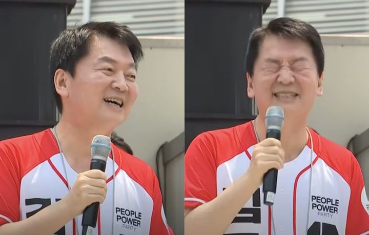 [서울=뉴시스] 말실수를 했다가 진행자의 지적에 눈을 질끈 감은 안철수 국민의힘 의원. (출처=MBC뉴스 유튜브) 2025.05.30. photo@newsis.com *재판매 및 DB 금지