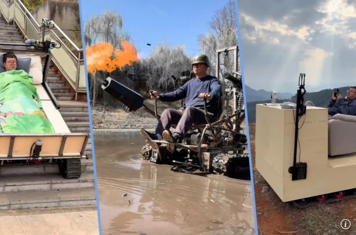 [서울=뉴시스] 중국 남서부 윈난성 산간에 거주하는 구(42)씨는 수작업으로 창의적인 자동차를 만들어 낸다. (사진=SCMP 캡처) 2025.05.30 *재판매 및 DB 금지