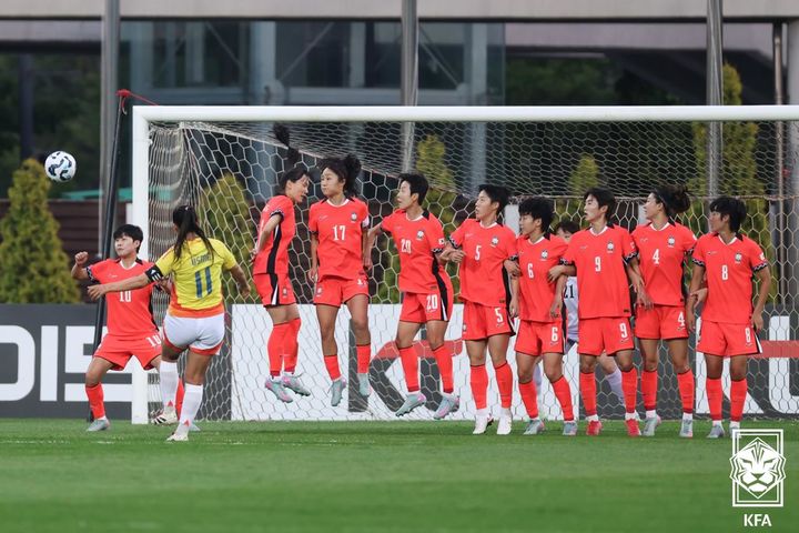 [서울=뉴시스] 콜롬비아전에 나선 한국 여자축구 대표팀. (사진=대한축구협회 제공) *재판매 및 DB 금지