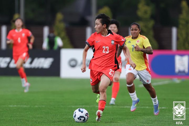 [서울=뉴시스] 콜롬비아전에 나선 한국 여자축구 대표팀의 박수정. (사진=대한축구협회 제공)&nbsp; *재판매 및 DB 금지