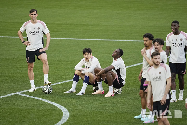 [뮌헨=AP/뉴시스]UCL 결승 준비하는 이강인 2025.05.30.