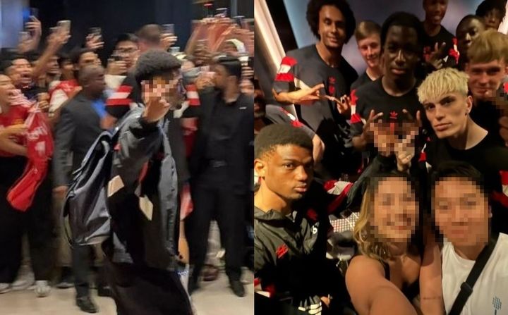 [서울=뉴시스] 손가락 욕설을 하는 아마드 디알로, 맨유 선수단.(사진=엑스 옛 트위터 갈무리) *재판매 및 DB 금지