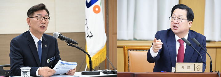 [사진=뉴시스DB] 왼쪽부터 김제선 대전 중구청장과 이장우 대전시장.  *재판매 및 DB 금지