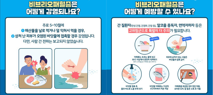 [창녕=뉴시스] 비브리오패혈증 감염경로 및 예방수칙 안내문. (사진= 창녕군 제공) 2025.06.04. photo@newsis.com *재판매 및 DB 금지