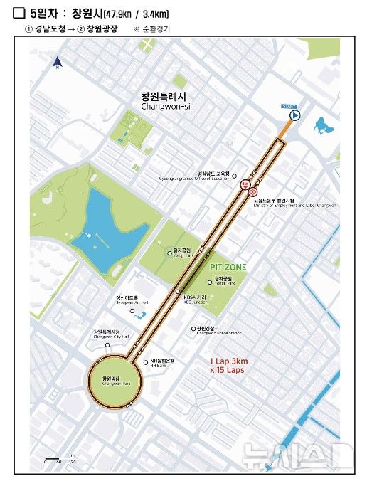 [창원=뉴시스]‘투르 드 경남 2025’ 대회 마지막 날인 8일 5일차 창원시 코스.(자료=경남도 제공) 2025.06.04. photo@newsis.com