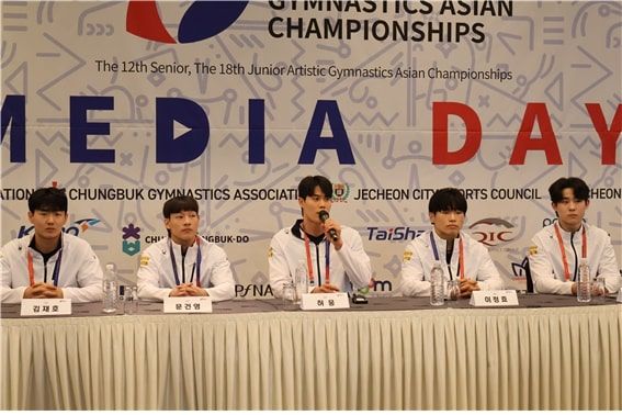 4일 충북 제천 그랜드컨벤션센터에서 열린 2025 기계체조 아시아선수권대회 미디어데이에서 인터뷰하고 있는 허웅. 2025.06.04. (사진=대한체조협회 제공)&nbsp; *재판매 및 DB 금지