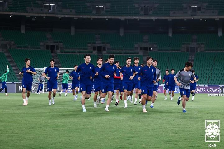[서울=뉴시스] 훈련 중인 한국 남자 축구 대표팀의 모습. (사진=대한축구협회 제공) *재판매 및 DB 금지