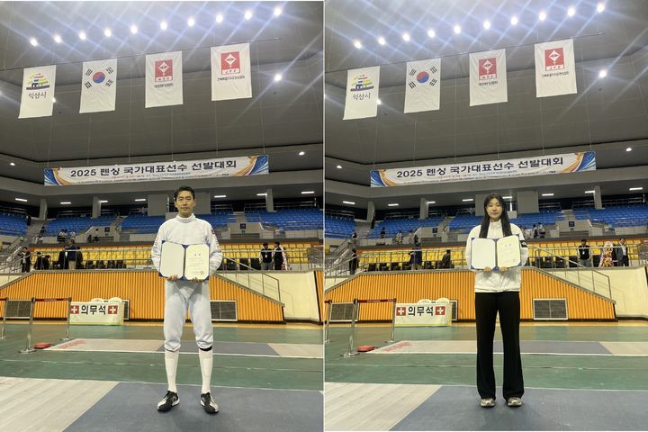 전북자치도 익산시청 소속 펜싱팀 권영준(왼쪽)과 최지영 선수 (사진=익산시 제공) *재판매 및 DB 금지