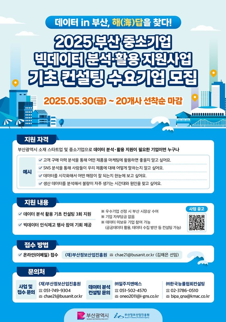 [부산=뉴시스] 기초 컨설팅 수요기업 모집 포스터 (그림=부산정보산업진흥원 제공) 2025.06.05. photo@newsis.com *재판매 및 DB 금지