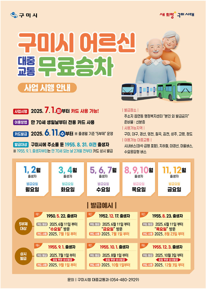 [구미=뉴시스] 대중교통 무료승차 시행. (사진=구미시 제공) 2025.06.09 photo@newsis.com *재판매 및 DB 금지