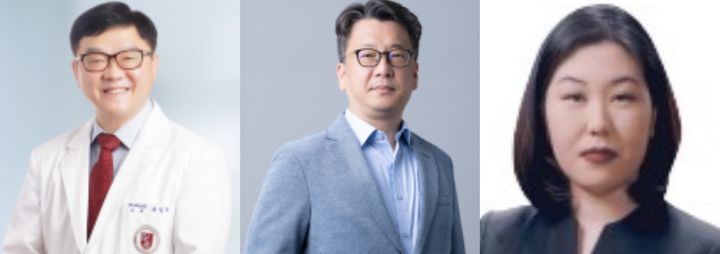 사진은 고려대 의과대학 유임주 교수(왼쪽 첫 번째), 고려대 생명공학부 교수 이병천 대표(왼쪽 두 번째), 이현정 부대표. (사진=고려대 제공) *재판매 및 DB 금지