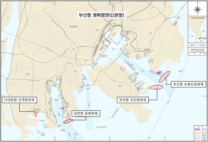 [부산=뉴시스] 2025년 부산항 항만시설물 보수공사 위치도 (그림=부산지방해양수산청 부산항건설사무소 제공) 2025.06.09. photo@newsis.com *재판매 및 DB 금지