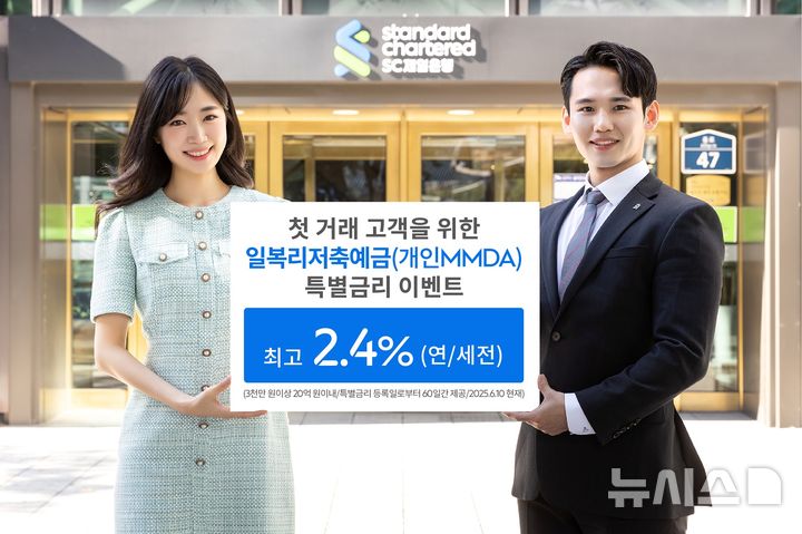 [서울=뉴시스]SC제일은행은 오는 30일까지 '일복리저축예금(MMDA)'에 3000만원 이상 가입하는 첫 거래 고객에게 최고 2.4%의 특별금리를 제공한다고 10일 밝혔다. (사진=SC제일은행 제공). 2025.06.10. photo@newsis.com