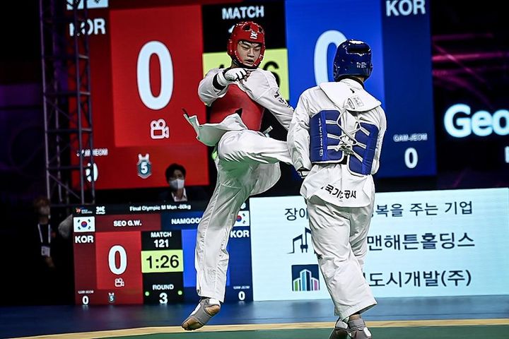 [서울=뉴시스] 2022년 무주 그랑프리 챌린지에 참가한 서건우. (사진 = 세계태권도연맹 제공) *재판매 및 DB 금지