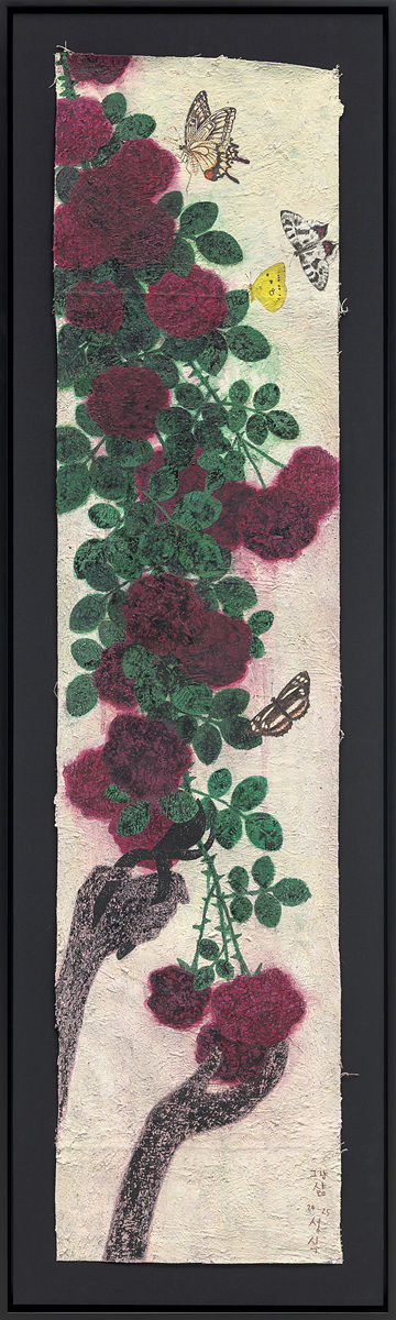 문성식 〈그냥 삶〉 2024–2025 Acrylic, gouache, and fiber paste on canvas 136.5 x 32.2 cm Courtesy of the artist and Kukje Gallery 사진: 안천호 이미지 제공: 국제갤러리 *재판매 및 DB 금지