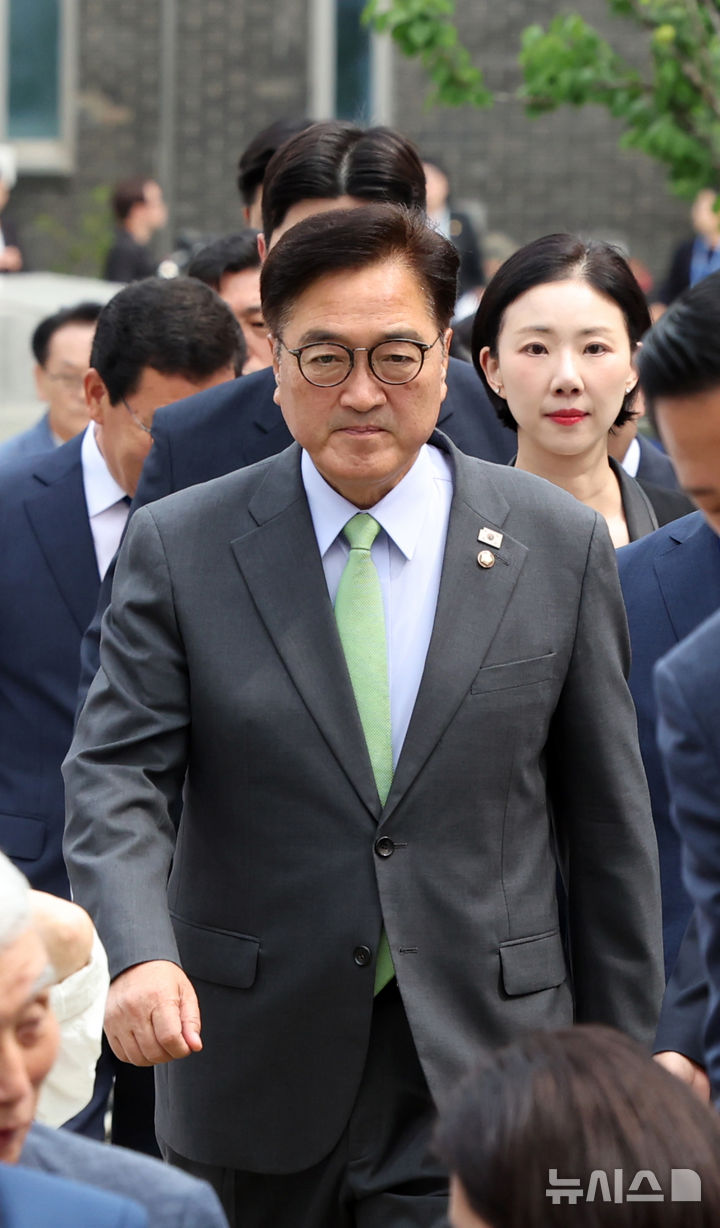 [서울=뉴시스] 김금보 기자 = 우원식 국회의장이 10일 서울 용산구 민주화운동기념관에서 열린 '제38주년 6·10민주항쟁 기념식 및 민주화운동기념관 개관식'에 참석 하고 있다. 2025.06.10. kgb@newsis.com