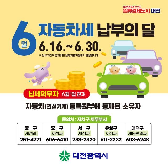[대전=뉴시스] 대전시 2025년도 제1기분 자동차세 부과 안내 홍보문. (사진=대전시 제공) 2025.06.12. photo@newsis.com *재판매 및 DB 금지