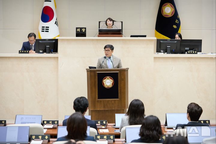 [용인=뉴시스]5분 자유발언하는 임현수 의원(사진=용인시의회 제공)2025.06.12.photo@newsis.com