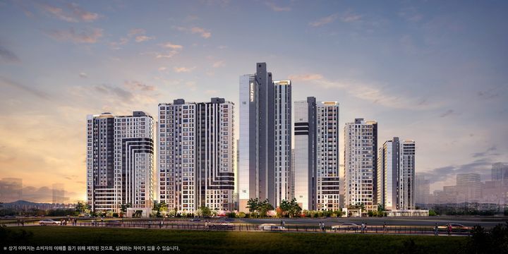 [서울=뉴시스] KCC건설이 경기도 김포 한강시네폴리스 산업단지에 짓는 오퍼스 한강 스위첸 야경 투시도. 2025.06.13. (자료=KCC건설 제공) photo@newsis.com *재판매 및 DB 금지