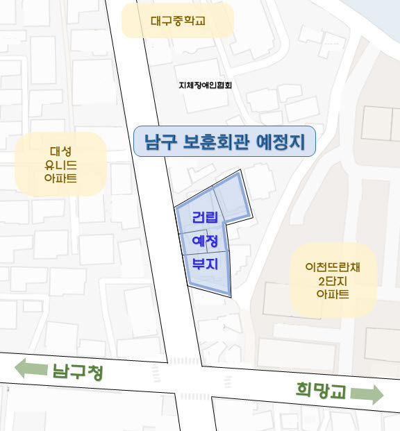 [대구=뉴시스] 대구시 남구는 국가유공자들의 복지서비스와 지역 보훈문화의 구심점이 될 '남구보훈회관 건립'을 본격 추진한다. (사진=대구시 남구 제공) 2025.06.13. photo@newsis.com *재판매 및 DB 금지