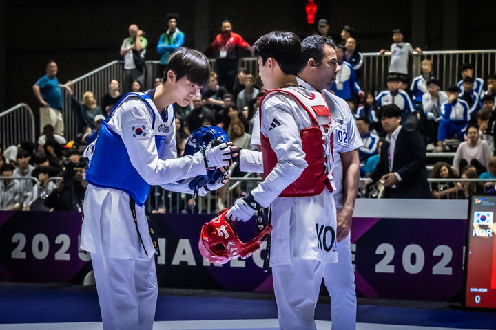 [서울=뉴시스] 2025 월드태권도 그랑프리 챌린지 남자 58㎏급에서 우승한 김종명. (사진 = 세계태권도연맹 제공) *재판매 및 DB 금지