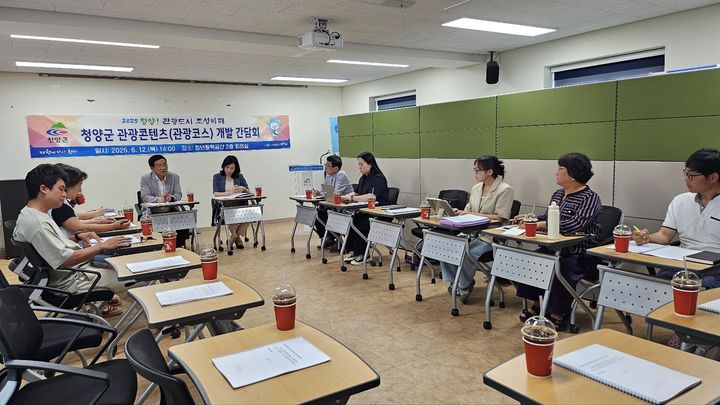 [청양=뉴시스] 조명휘 기자 = 청양군 관광코스 개발 간담회에 참석한 관계자들이 의견을 나누고 있다. (사진= 청양군 제공) 2025.06.16. photo@newsis.com *재판매 및 DB 금지