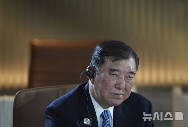 [캐내내스키스=AP/뉴시스]이시바 시게루 일본 총리가 지난 15일(현지 시간) 캐나다 캐내내스키스 주요7개국(G7) 실무 회의에 참석했다.ㄷ 2025.06.18.