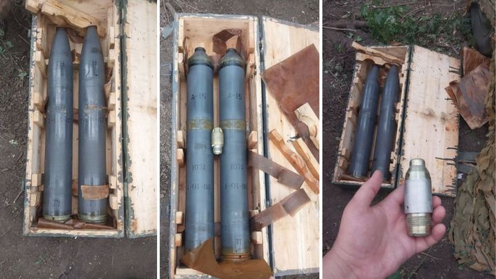 [서울=뉴시스]북한제 희귀 다연장로켓(MLRS)인 견인식 107mm 다연장로켓에 사용되는 집속탄과 고폭파편탄.(출처 러시아 블로거 홈페이지. NK 뉴스에서 재인용) 2025.6.17.&nbsp; *재판매 및 DB 금지