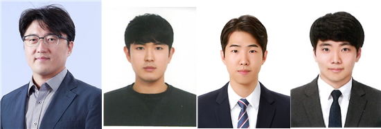 (왼쪽부터) 김학성 교수, 주영민 석박통합과정생, 유성웅 석사, 박종휘 박사. (사진=한양대 제공) *재판매 및 DB 금지