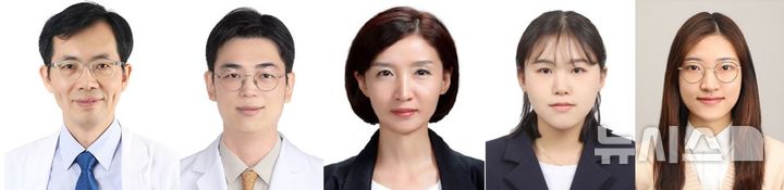[서울=뉴시스]경희대학교병원 가정의학과 원장원·안과 김기영 교수·경희대 의과대학 김미지 교수·조현진 연구원·박연정 학부생. (사진= 경희대병원 제공) 2025.06.18. photo@newsis.com. 