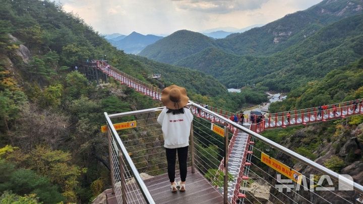 [거창=뉴시스] 경남 거창군 가조면 Y자형 출렁다리. (사진=경남도 제공) 2025.06.18. photo@newsis.com