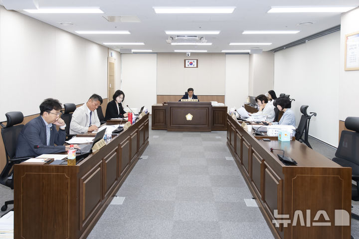 [김포=뉴시스] 정일형 기자 = 김포시의회 예결위 2024회계연도 결산 승인안에 대해 심사 모습. (사진=김포시의회 제공) 