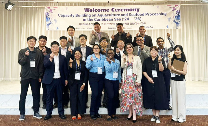 [진주=뉴시스] 경상국립대학교 해양과학대학은 한국국제협력단 및 경상남도가 지원하는 '카리브해 수산양식 및 가공 전문인력 역량 강화사업' 연수를 카리브해 연안 5개국 9명의 공무원을 대상으로 진행한다. (사진=경상국립대 제공) 2025.06.19. photo@newsis.com *재판매 및 DB 금지