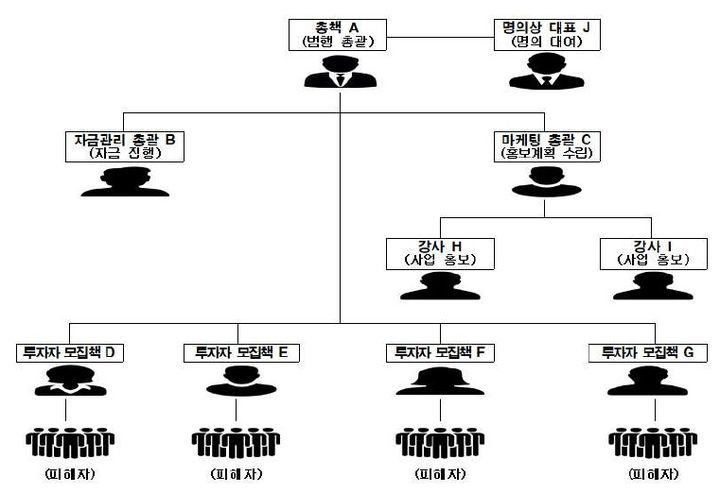 [대구=뉴시스] 다단계 조직도. (그래픽 = 대구지방검찰청 제공) 2025.06.19. photo@newsis.com *재판매 및 DB 금지
